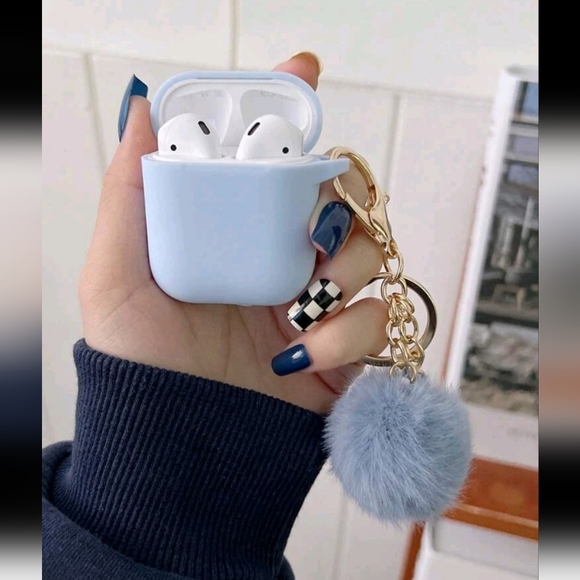Fluffy Pom Pom Charm Case Compatible With AirPods Pro - Picture 2 of 7
